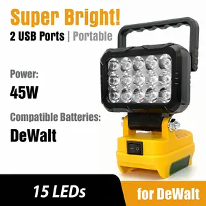 LED Spot Light, Cordless LED Lamp, Portable Emergency Light, 3 Inch, Fits 20max Battery, Dual USB Charging, Camping, Car Repair, Emergency, Outdoor Fishing