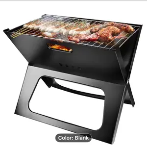 Portable Foldable Charcoal BBQ Grill - Heavy-Duty Metal Iron Outdoor Grill with Compact Folding, Suitable for Camping, Picnic, Backyard, Garden, Travel - Ideal for Grilling Meat, Vegetables,