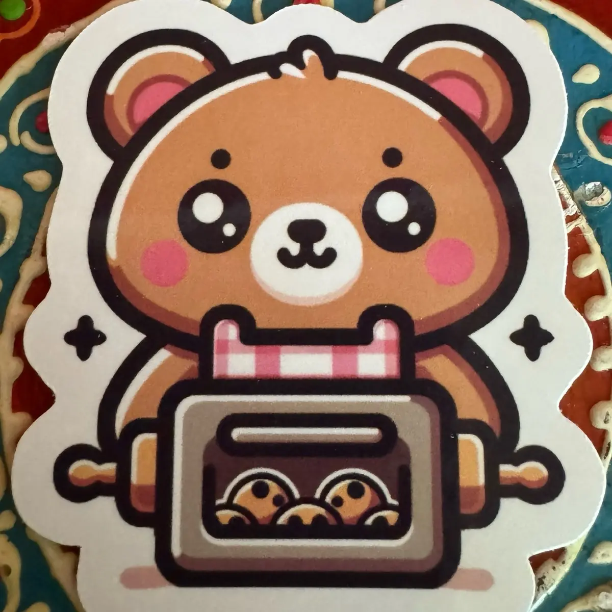 Cute Baking chocolate chip cookie bear sticker