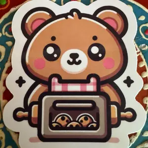 Cute Baking chocolate chip cookie bear sticker