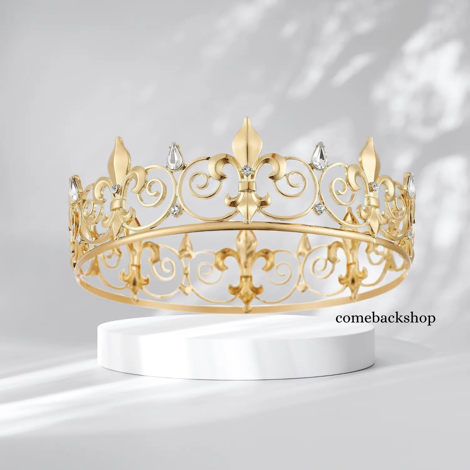 Comebackshop King Crown Royal Gold Tiara Full Round Birthday Costume Party