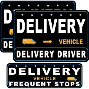 3 Pack Delivery Driver  for , Reflective Delivery    Signs, Heavy Duty  Signs for Delivery Driver  for Frequent Stops(Black - 3 Pack)