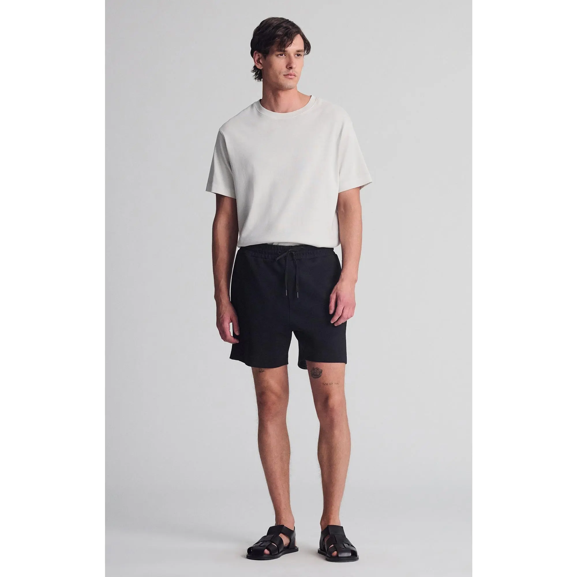 Men's Relaxed Fit Drawstring Shorts in a Soft Cotton Blend Fabric, Expandable Waist for Casual and Everyday Lounging