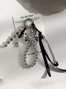 Y2K Gothic Bag Charm, Handmade Beaded Butterfly Knot, Unique Bag Decoration Keychain, Car Key Holder Accessory, Bag Pendant Keychain