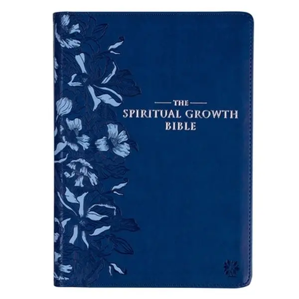 Used NLT The Spiritual Growth Bible - Navy Faux Leather, Good Bible Study Book, Reference Book, Study Resource by Christian Art Publishers - English, 2.45 lbs, Reference Bible