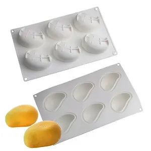 1pc 6-Cavity Mango Jelly Mousse Cake Mold, Ice Cream  Silicone Mold, DIY Chocolate Fondant Mold