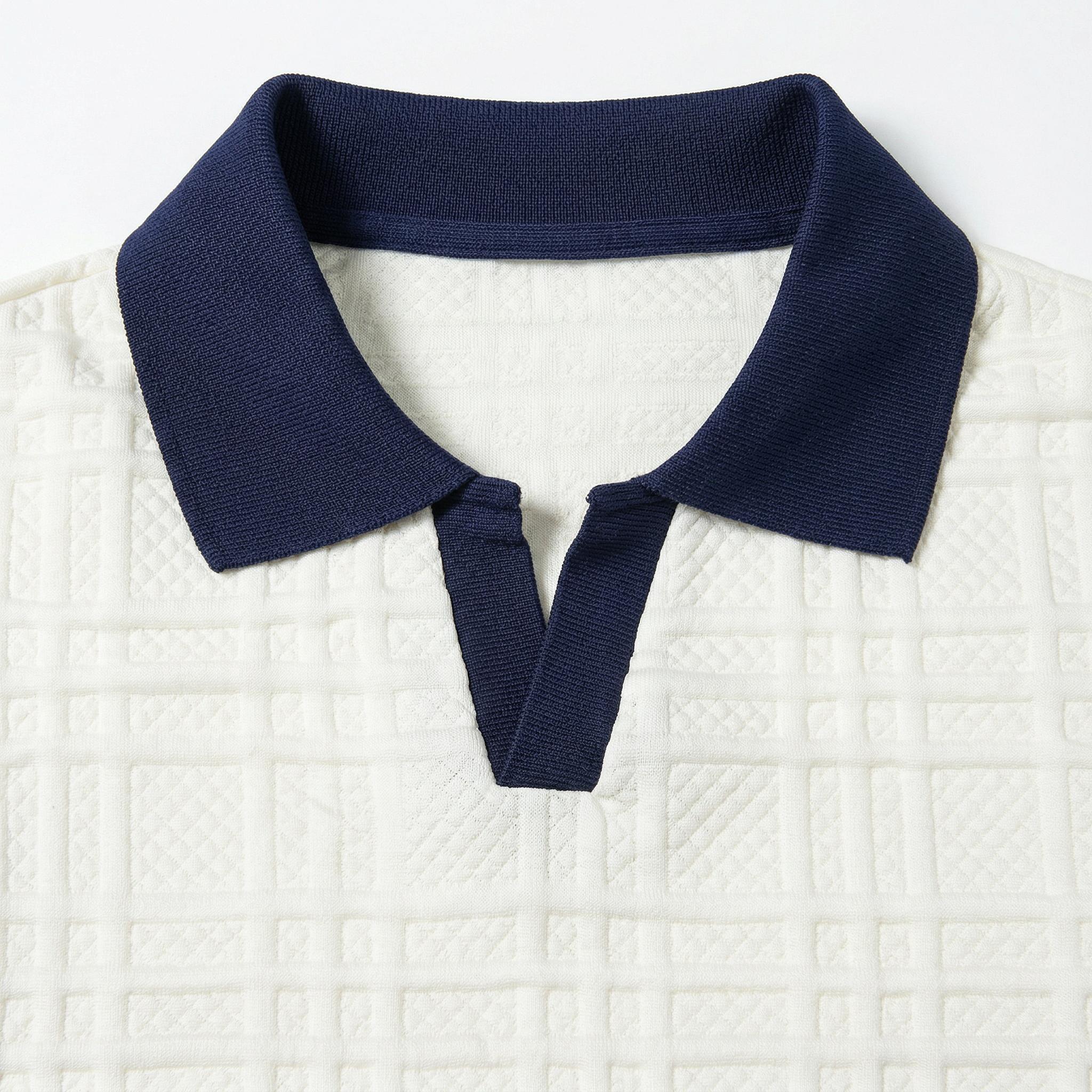 Men's Casual 2 Piece Set, Textured V Neck Short Sleeve Shirt & Shorts for Daily Wear