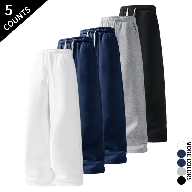 Men's 5-Pack Solid Color Flowy Loose Sports Pants, Comfy Athleisure Style Bottoms, Casual Sporty Gym Fitness Athleisure Pants for Outdoor Fitness, Casual Sporty Pants