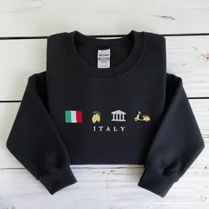 Italy Embroidered Sweatshirt, Flag, Espresso, Vespa, Italy Crewneck, Italy Gift, Gift for Italian