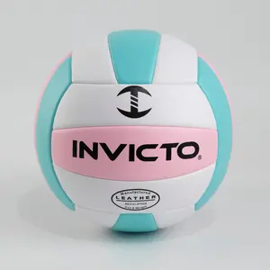 Invicto Sports Premium Leather Volleyball, Official Size & Weight, Soft Touch Construction, 3 Colourways Available, for Indoor, Outdoor & Beach Play