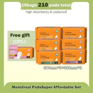 X9 Menstrual PadsSuper Affordable Set-100% Organic Cotton Feminine Pads，High Absorbency and Leakproof for All Flow Strengths，10Bags，Clinically Tested Safe，Unscented & Chlorine-Free，maintaining dryness.
