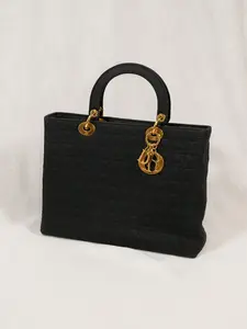 Pre-owned CHRISTIAN DIOR Nylon Handbag Dior Lady Dior Cannage Black