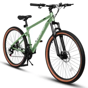 MTB 27 Inch 24 Inch Mountain Bike for Adults, Durable High Carbon Steel Frame, Disc Brakes, Stylish Brown Edge Tires, Ideal for Commuting and Outdoor Exploration