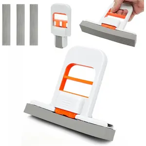 Self Squeezing Mini Mop, Orange Small Sponge Mop, Wet and Dry Use Cleaning System, Foldable Desktop Mop, One-Hand Squeeze Handle and Replaceable Head