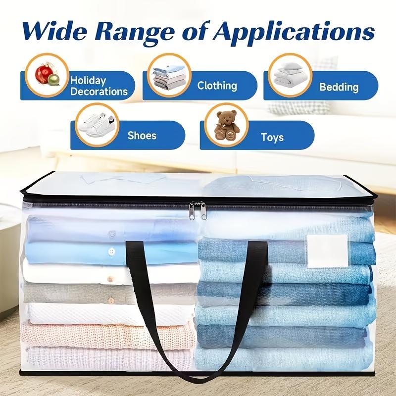 Heavy Duty Clear Storage Bags 3/6pcs - 74x36x33cm Extra Large Moving Boxes with Zipper Handles, Waterproof Clothes Organizer f