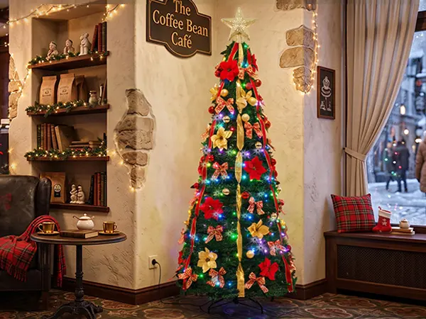 7FT Pop-Up Pre-Lit Christmas Tree with 200 LED Lights - Star Projector ...