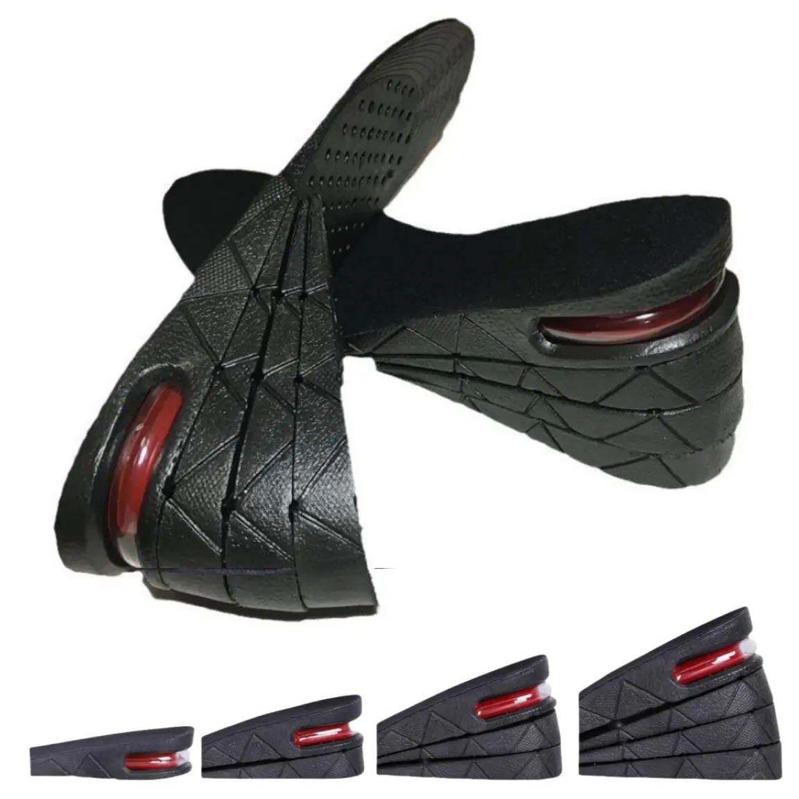 Height Increasing Shoe Insoles, 4-Layer Adjustable EVA Footpads with Air Cushion Support, 3/4.5/6/7.5 cm Height Boosters for Active Footwear with Movable Soles