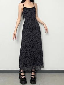 women's ditsy floral print contrast lace cami dress, vintage clothing, casual womenswear, adjustable strap backless sleeveless long dress, ladies summer clothes for beach holiday daily wear, dresses for women, summer dresses