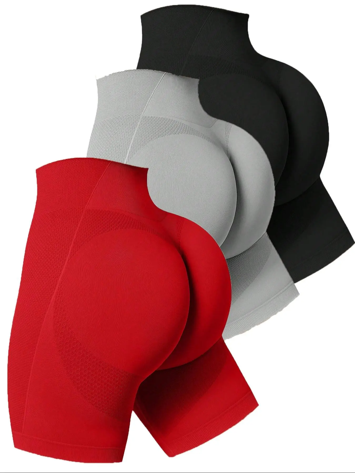 3 Piece Women's Casual Solid Color Yoga Shorts Set, Training Cycling Shorts, Breathable Sports Shorts, Activewear Shorts, Gym Yoga Shorts, Stretchy Breathable Fitting Sporty Leggings for All Seasons, Ideal for Fitness and Exercise