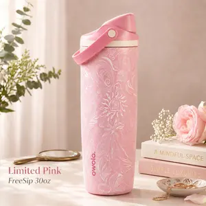 Owala FreeSip Sway 30oz Pink Coastal Bohemian Birthday Bash Beach Tumbler | Leakproof Insulated Stainless Steel Water Bottle | Cute Pink Travel Gym Daily Hydration Cup Gift for Her