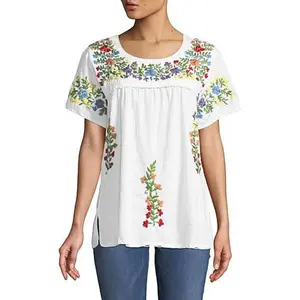Raj Lily Floral Garden Embroidered Top