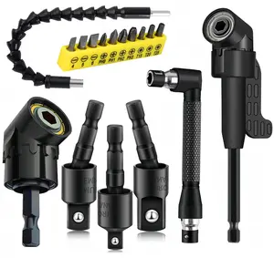 17Pcs Flexible Drill Bit Extension, Include 3Pcs Rotatable Socket Adapter 2Pcs Hex Shank 105° Right Angle Drill Attachment 10 Short Screwdriver Bits 90° Angled Bits and Bendable Extension