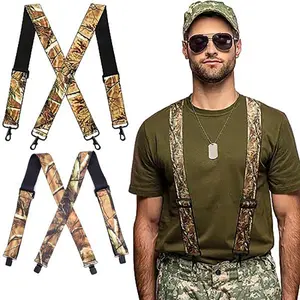 Adjustable Tactical Camo Suspenders for Men - Durable Polyester Elastic Strap with Secure Metal Clips, 5cm Wide, Ideal for Outdoor Activities