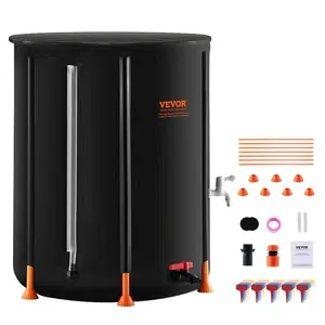VEVOR Collapsible Rain Barrel, 66 Gallon Portable Rain Water Collection Barrel, 500D PVC Rainwater Collection System, Garden Water Catcher Tank Storage Container with Spigot Overflow Kit, BlackVEVOR Super Brand Day