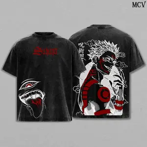 Sukuna Tee Washed – Jujutsu Kaisen Execution The Movie Culling Game Arc Vintage Oversized Heavy Cotton Double Printed Anime Manga T-Shirt, Retro Unisex Streetwear Graphic Top, Ryomen Sukuna’s Vessel Curse King Edition, JJK Japanese Otaku Gift Tee
