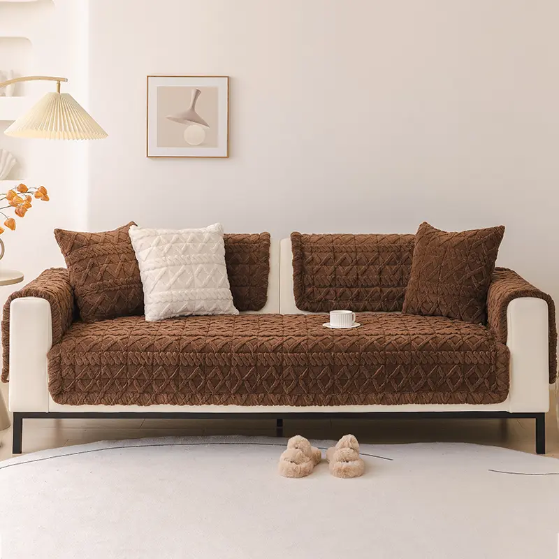 Hot Plush Fabric Sofa Cushion Cover - Thickened Non-Slip Base, Skin-Gentle Delicate Touch, Snug Fit for Linear Sofas, Easy to Clean