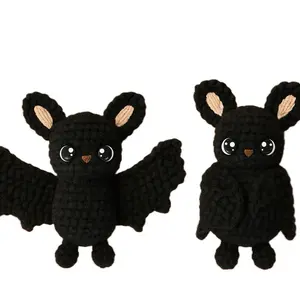 Handmade Crochet Baby Bat - Adorable Black Bat with Cream Ears & Cute Eyes - Handcrafted Soft Toy for Kids