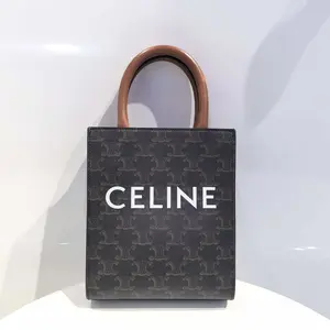 Pre-owned Celine Mini Triomphe Cabas Tote Bag with Monogram Print Entrupy