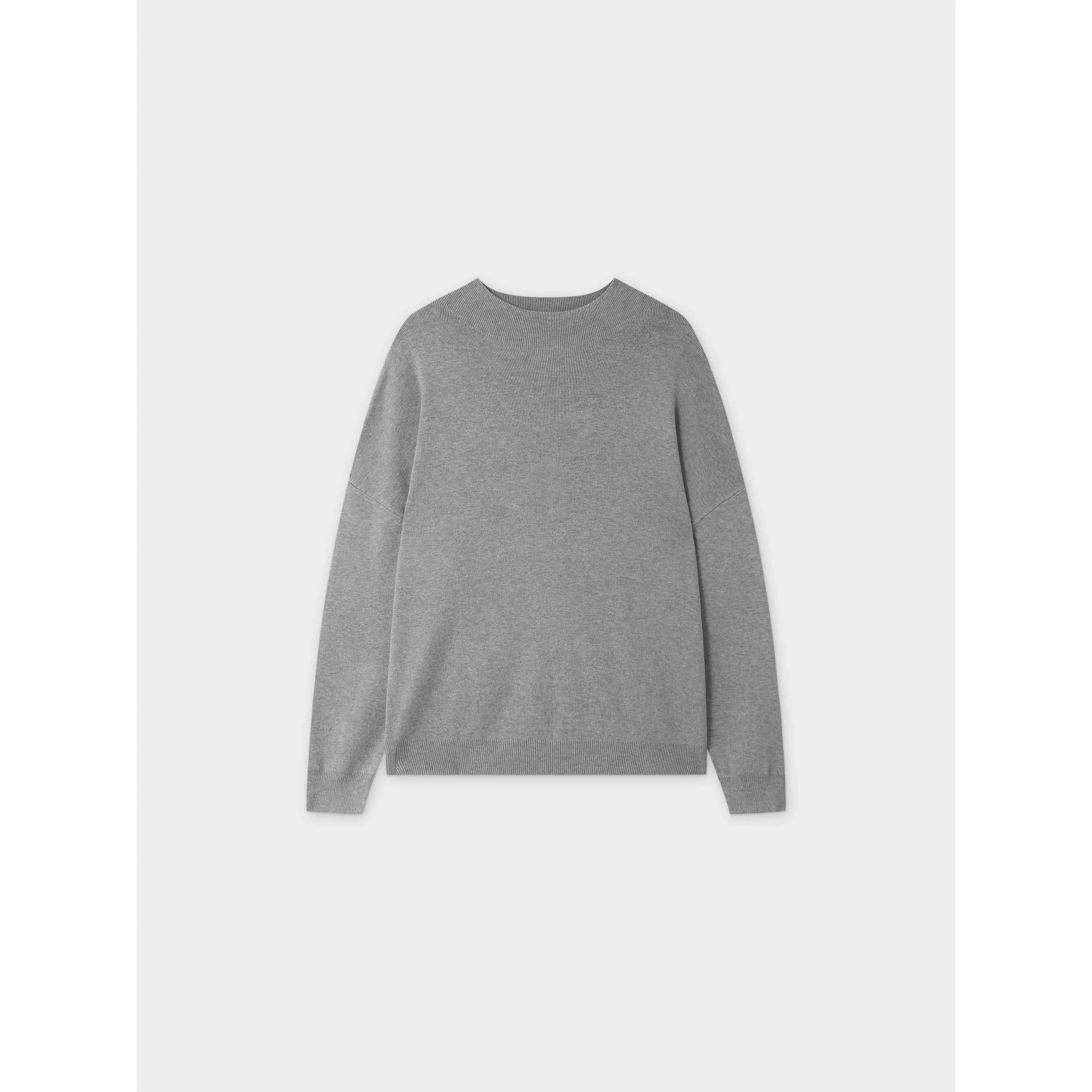 Oversized Soft Knit Sweater-Heathered Grey