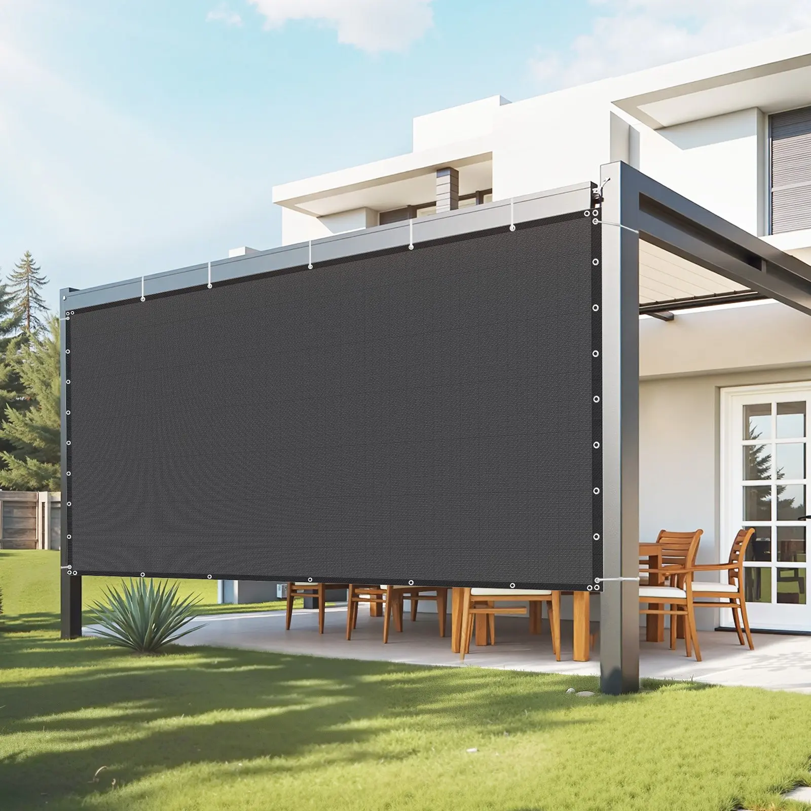 【DealsForYouDays】VEVOR 90% Sun Shade Cloth, 8 x 12 ft Pergola Shade Cover with Stainless Steel Grommets, Sun Shades Canopy Privacy Screen with 140 GSM HDPE Material, for Outdoor, Patio, Garden, and Backyard (Black)