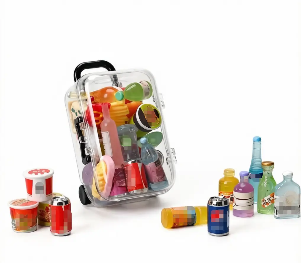 Mini Suitcase & 10 Mini Wine Bottles Miniature Playset, Realistic Pretend Play Food Props for Wine Cake Models, Compact Adventure Companion, Playset Accessories That Enhances Imaginative Scenarios for Children, Unisex