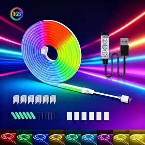 5v LED Neon Light Strip, Flexible RGB Neon Lights, Adjustable Brightness, Multicolor String Lights, TV Backlight, Vanity, Cabinet, Christmas Decor