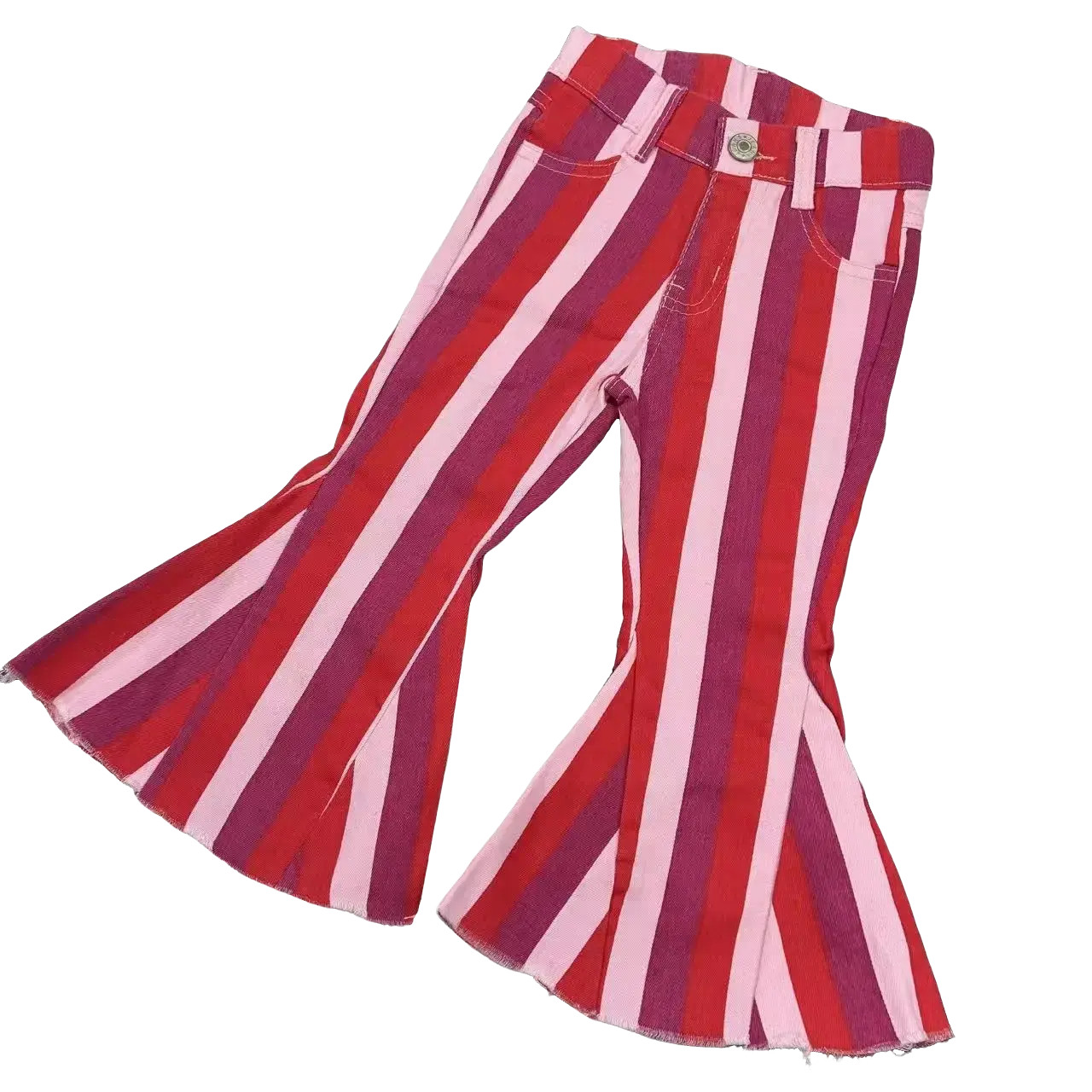 Girls' Adjustable Mid Waist Flare Pants, Soft Stretchy Toddler Trousers, All-Seasons Kids' Fashion, Sizes 4t, 6-7t, Daily Outfits, 2T
