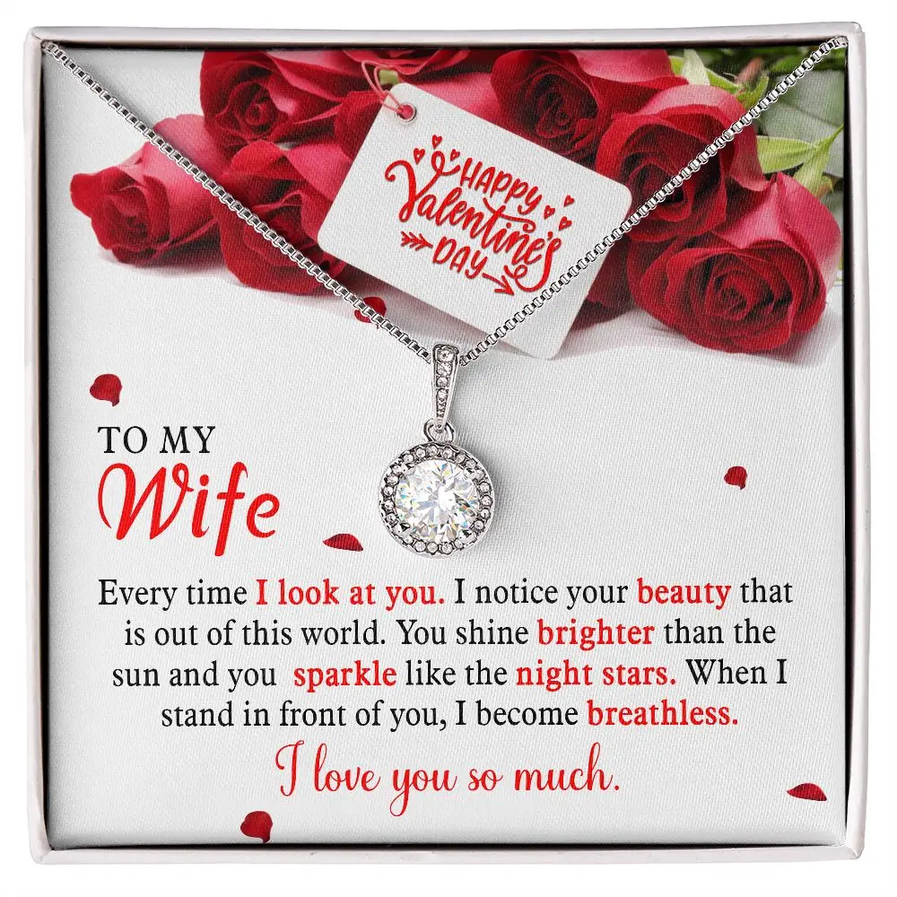 To My Wife - I Become Breathless Necklace, Romantic Jewelry Gift from Husband, Perfect for Anniversary, Birthday, Valentine's Day, or Special Occasion, Elegant Love Keepsake for Her