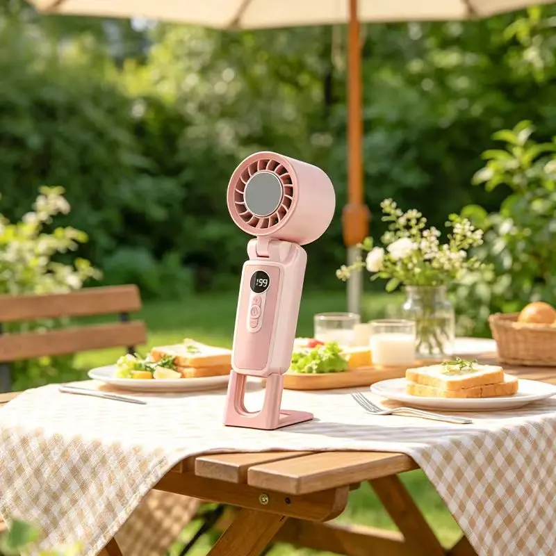 Portable Handheld Fan with Digital Display - 5 Speeds,Rechargeable Mini Fan for Travel & Office