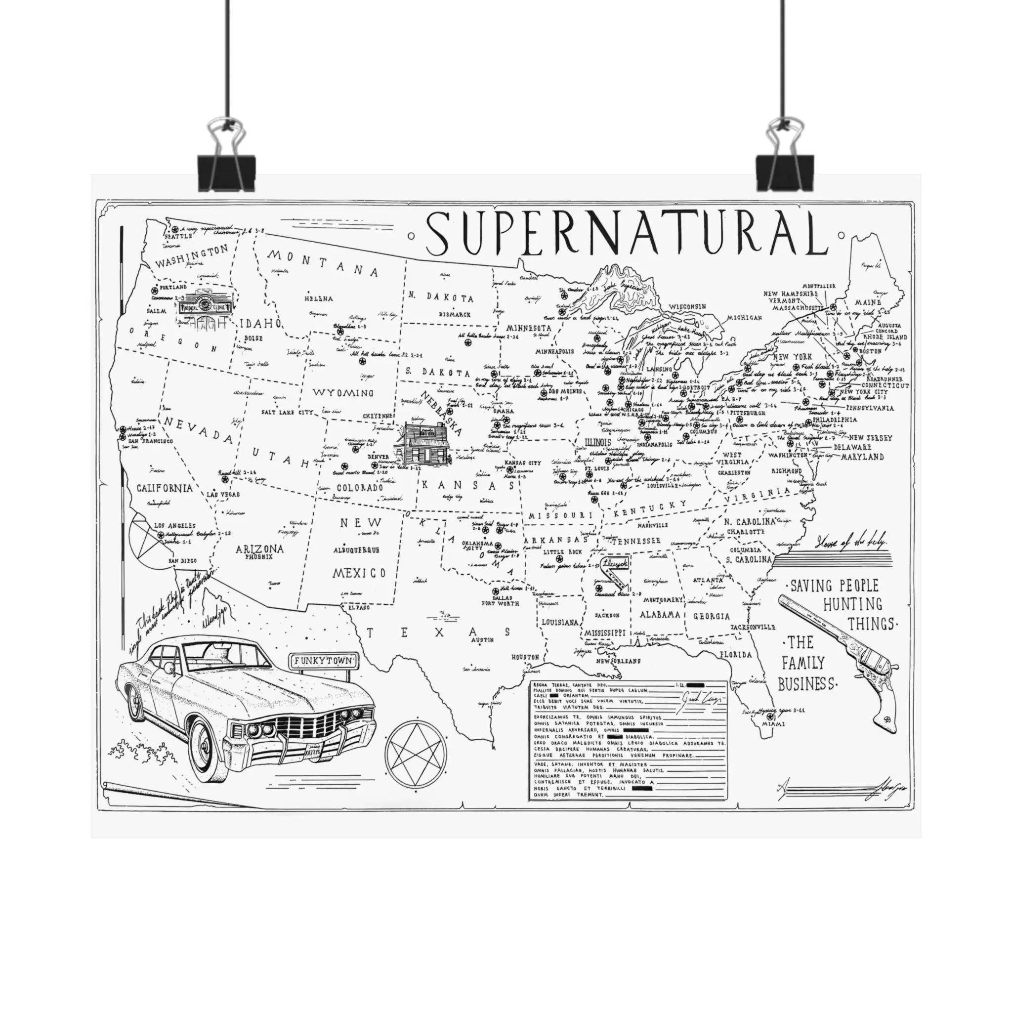 Fan Art Hand Drawn SUPERNATURAL Poster, Dean Winchester, Sam Winchester, SPN Merch