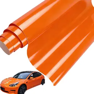 Classic Glossy Orange Vinyl Wrap Film Self Adhesive Car Motorcycle DIY Sticker Decal With Air Release