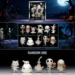 The Nightmare Before Christmas Officially Licensed Blind Box 3D Figurine Bag Clip Charms Jack Sally Zero Oogie Boogie Anime Figure Keychain Anime Collector Kering Backpack Decor Mystery Gift Set Disney