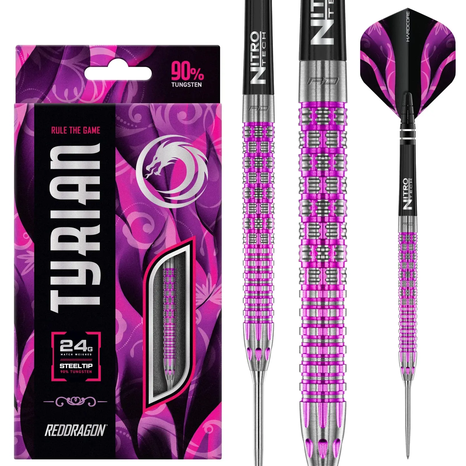 Red Dragon Tyrian Steel Tip Darts 90% Tungsten - 24gm