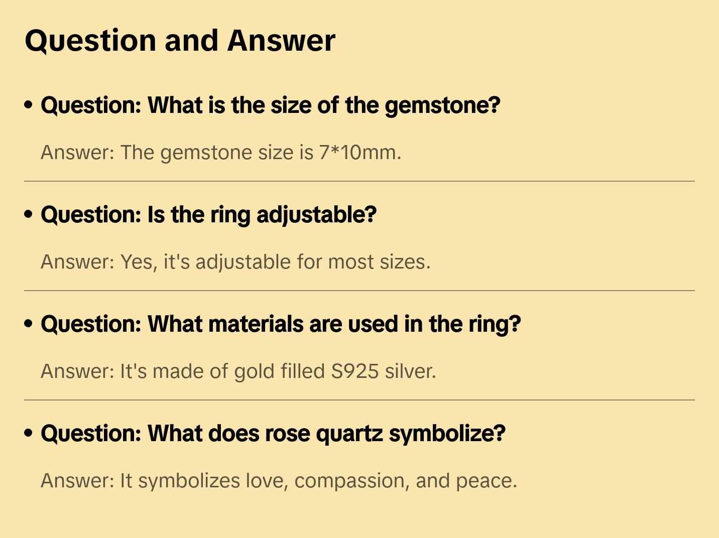 Rose Quartz Almond Shape Crystal Adjustable Ring