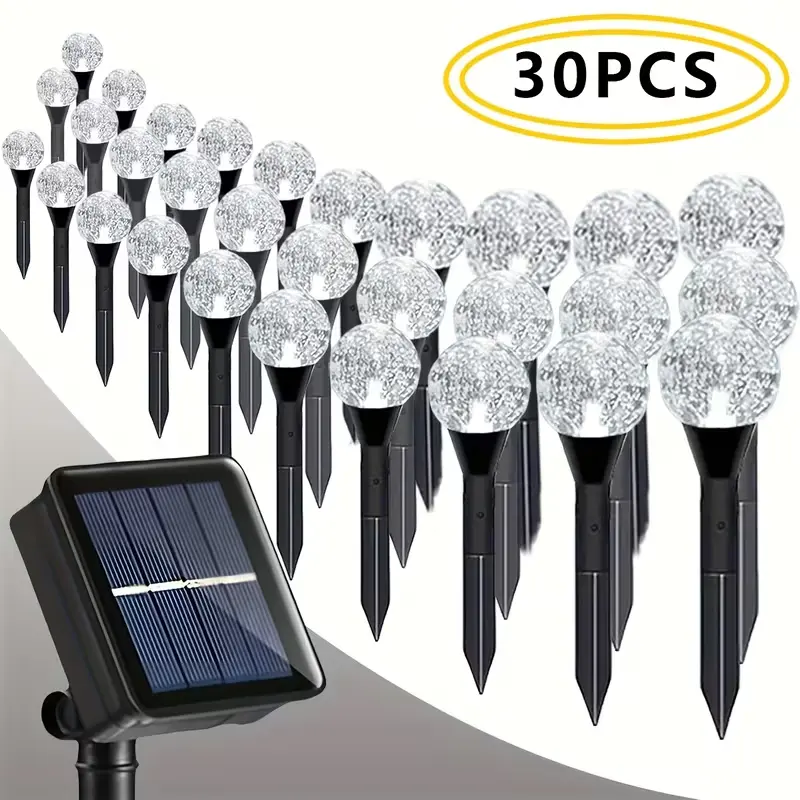 30LED/50LED solar bubble lights, 8 adjustable modes, outdoor waterproof, suitable for creating summer camping atmosphere, romantic wedding decorations, for yard, garden, party decorations
