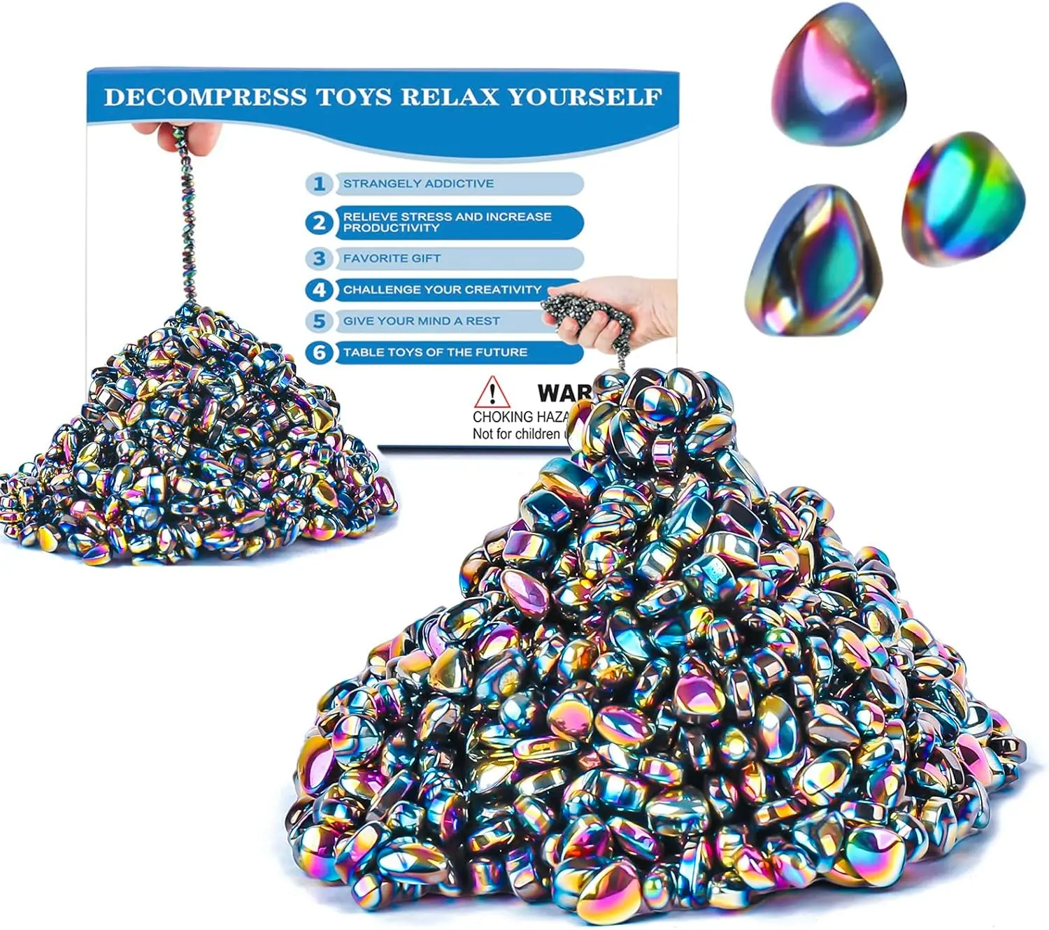 550 PCS Colorful Desk Fidget Toy, Putty-Like Sensory Fidget Toys for Adults | Moldable sensory stones in metal tin, stress relief desk toy for office focus, gift for teens and adults