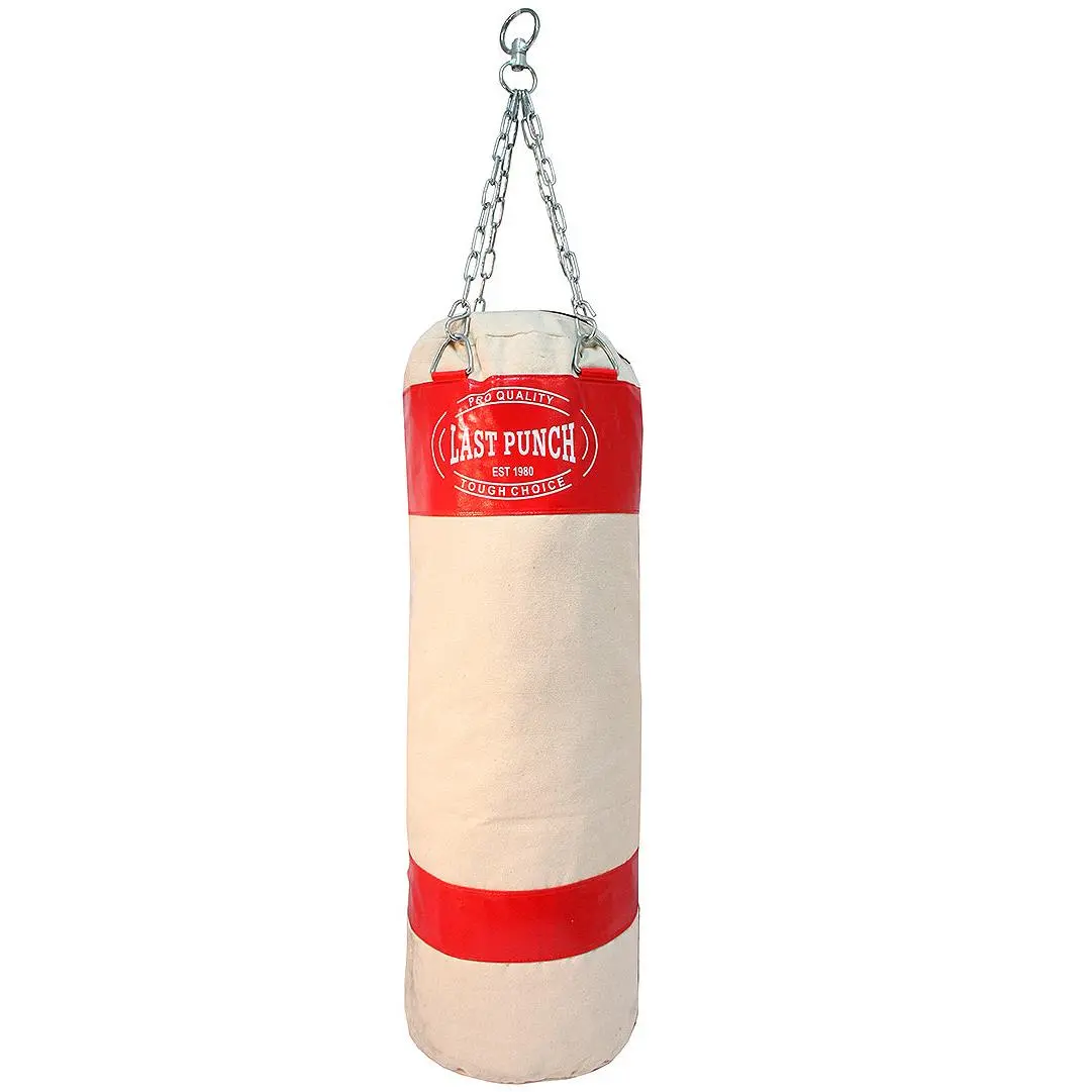 Last Punch Heavy Duty Red Punching Bag with Chains Boxing & MMA Training Bag