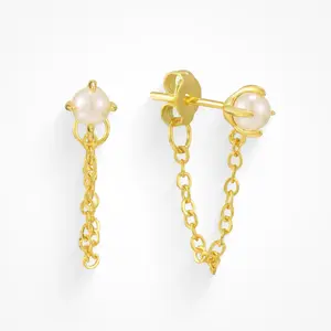 EVRY JEWELS Gold or Silver Plated Women's Hypoallergenic Girly Pearly Earrings