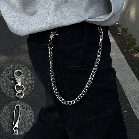 Stainless Steel Pants Wallet Chain for Men Women Boy Girl,Heavy Duty Pocket Chain Metal Wallet Keychain Jean Punk