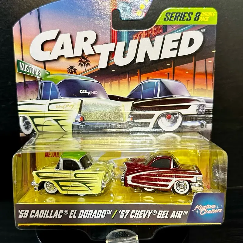 Kustom cruiser Car Tuned Series 8  2 Pack - '59 Cadillac El Dorado and  '57 Chevy Bel Air.